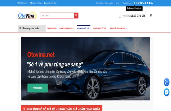 Mẫu thiết kế website phụ tùng ô tô chuyên nghiệp